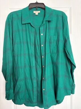 Styluxe Teal Green Plaid Casual Button-Down Shirt